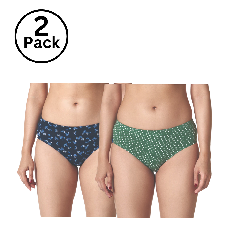Jackadams USA Pack of 2 Women Inner elastic Panties Antibacterial Cotton Lycra Strech Hipster Panty, Moisture Wicking(Color & Prints May Vary)