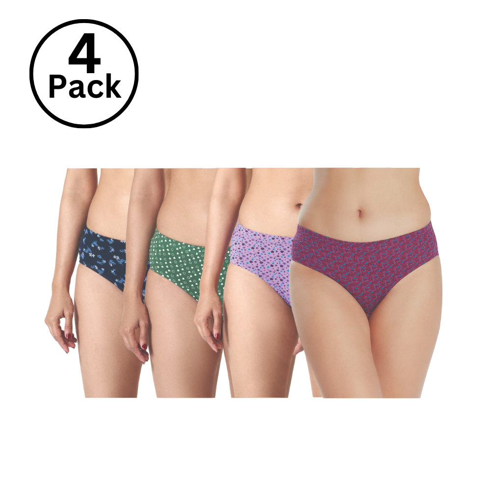 Lodoli Women Inner elastic Panties Antibacterial Cotton Lycra Strech Hipster Panty, Moisture Wicking(Color & Prints May Vary)