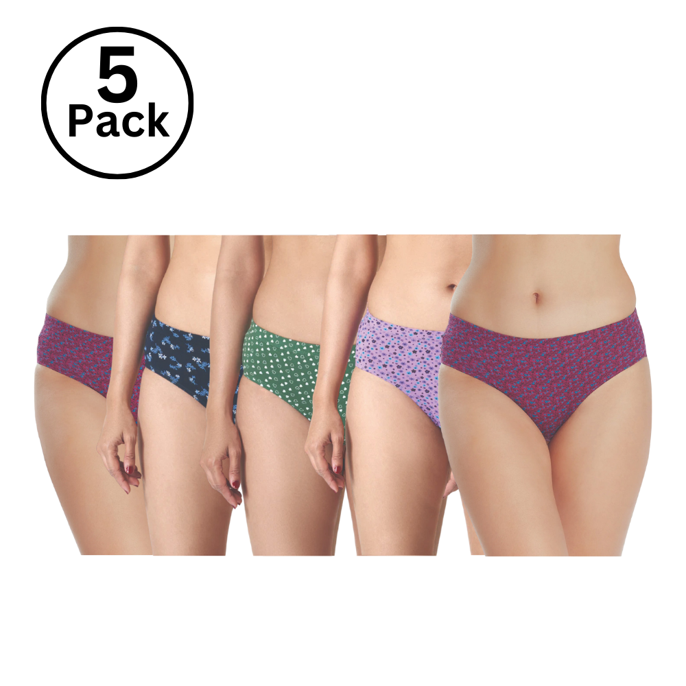 Lodoli Women Inner elastic Panties Antibacterial Cotton Lycra Strech Hipster Panty, Moisture Wicking(Color & Prints May Vary)
