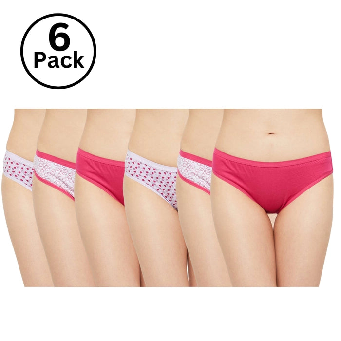 Jackadams USA Pack of 6 Women Outer elastic Panties Antibacterial Cotton Lycra Strech Hipster Panty, Moisture Wicking(Color & Prints May Vary)