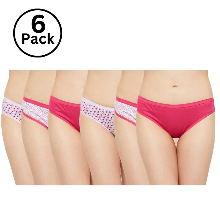 Lodoli USA Pack of 6 Women Outer elastic Panties Antibacterial Cotton Lycra Strech Hipster Panty, Moisture Wicking(Color & Prints May Vary)