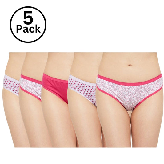 Jackadams  USA Pack of 5 Women Outer elastic Panties Antibacterial Cotton Lycra Strech Hipster Panty, Moisture Wicking(Color & Prints May Vary)