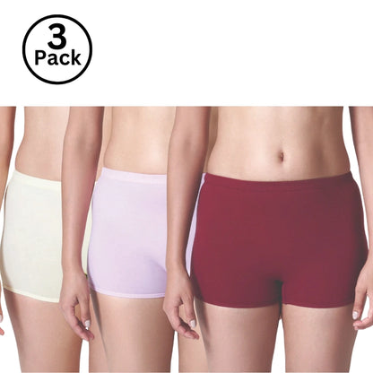 Jackadams USA  Pack of 3 Women Plain BoyLeg (Color & Prints May Vary)