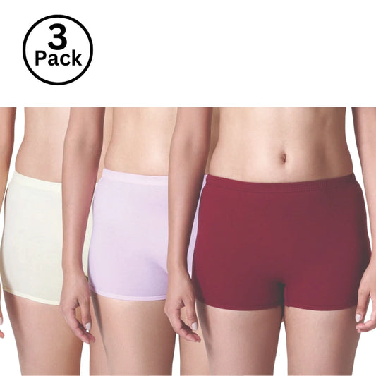 Jackadams USA  Pack of 3 Women Plain BoyLeg (Color & Prints May Vary)