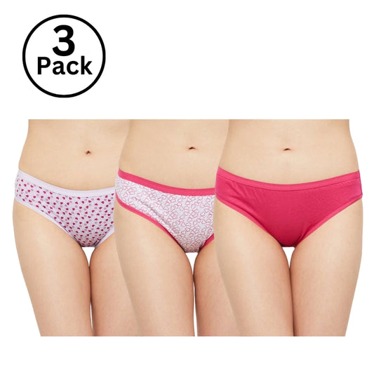 Jackadams USA  Pack of 3 Women Outer elastic Panties Antibacterial Cotton Lycra Strech Hipster Panty, Moisture Wicking(Color & Prints May Vary)