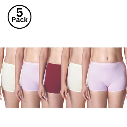 Jackadams USA  Pack of 5 Women Plain BoyLeg (Color & Prints May Vary)