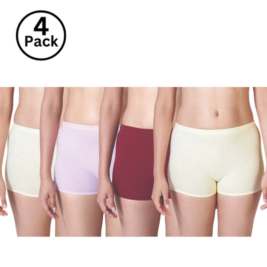 Jackadams USA  Pack of 4 Women Plain BoyLeg (Color & Prints May Vary)